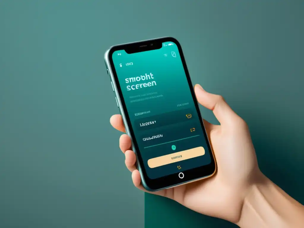 Interfaz de smartphone minimalista con microinteracciones sutiles Minimalista diseño de pantalla de smartphone con microinteracciones en Adobe XD, moderno y profesional