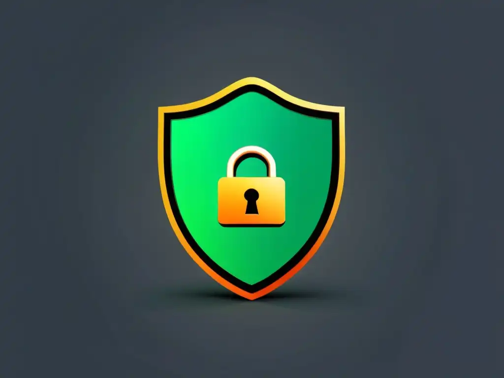Escudo digital con candado: protección y seguridad en Node Minimalista ilustración de un escudo con un candado en el centro, simbolizando protección y seguridad en un entorno digital