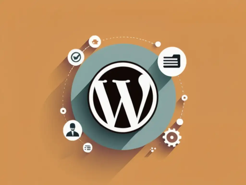 Integración Moderna de APIs en Tema WordPress Minimalista ilustración de interfaz WordPress con iconos de APIs integrados