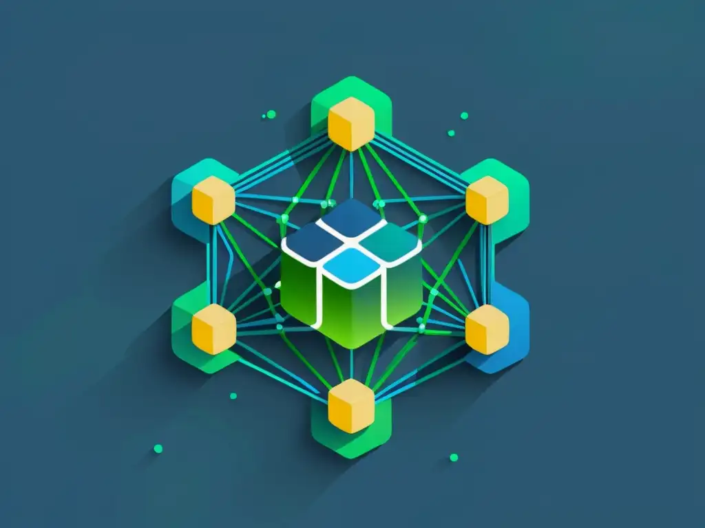 Integración AI en arquitectura serverless: ilustración minimalista Minimalista ilustración de rack de servidores, nodos geométricos interconectados simbolizando la integración de IA en arquitectura serverless