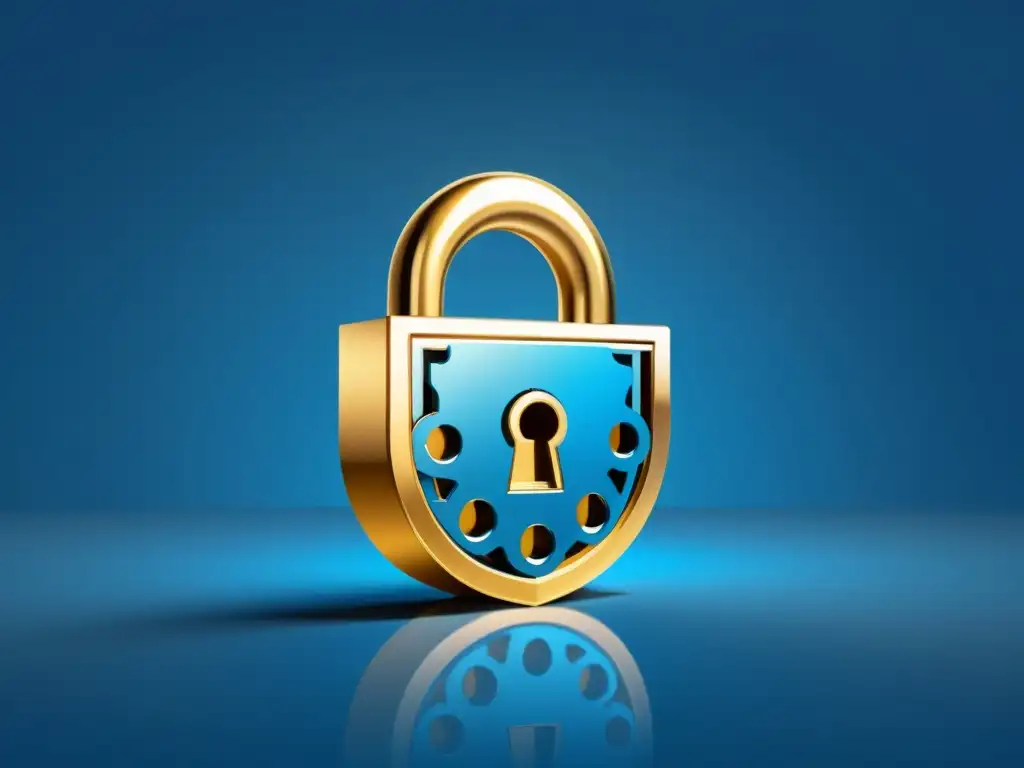 Padlock de alta tecnología para Ecommerce Un moderno y seguro candado con intrincados engranajes, simbolizando medidas de seguridad en Ecommerce