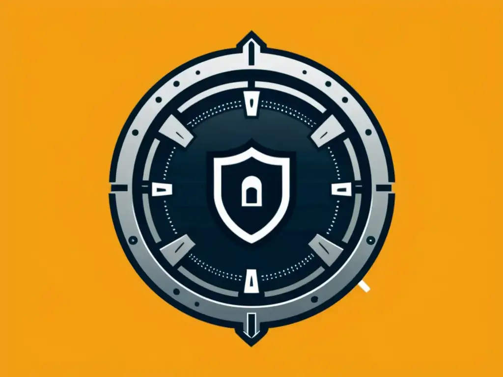 Vault seguro con código y diseño moderno Un moderno diseño de caja fuerte rodeada de líneas de código que forman un escudo