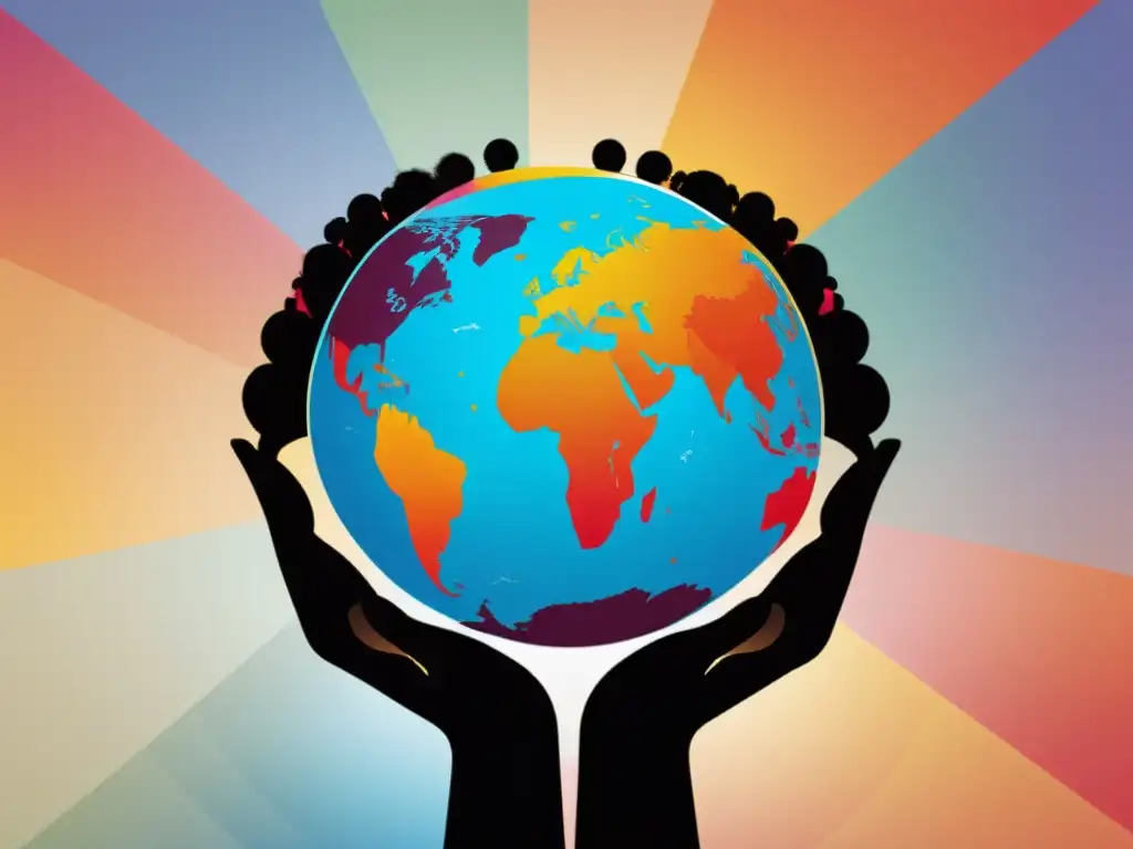 Unión global: diversidad alrededor del mundo Un mundo rodeado de personas diversas unidas en armonía, simbolizando la colaboración global y la inclusividad