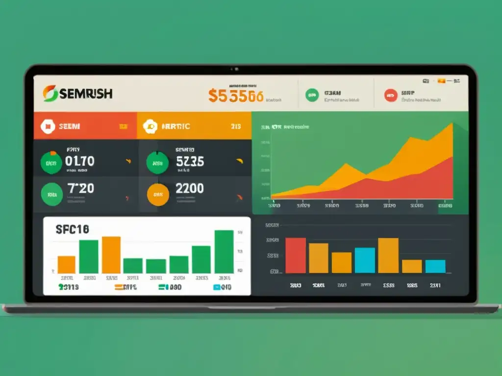 Panel de control SEMrush: maximiza ROI con CPC Panel de SEMrush muestra gráficos de CPC y datos publicitarios