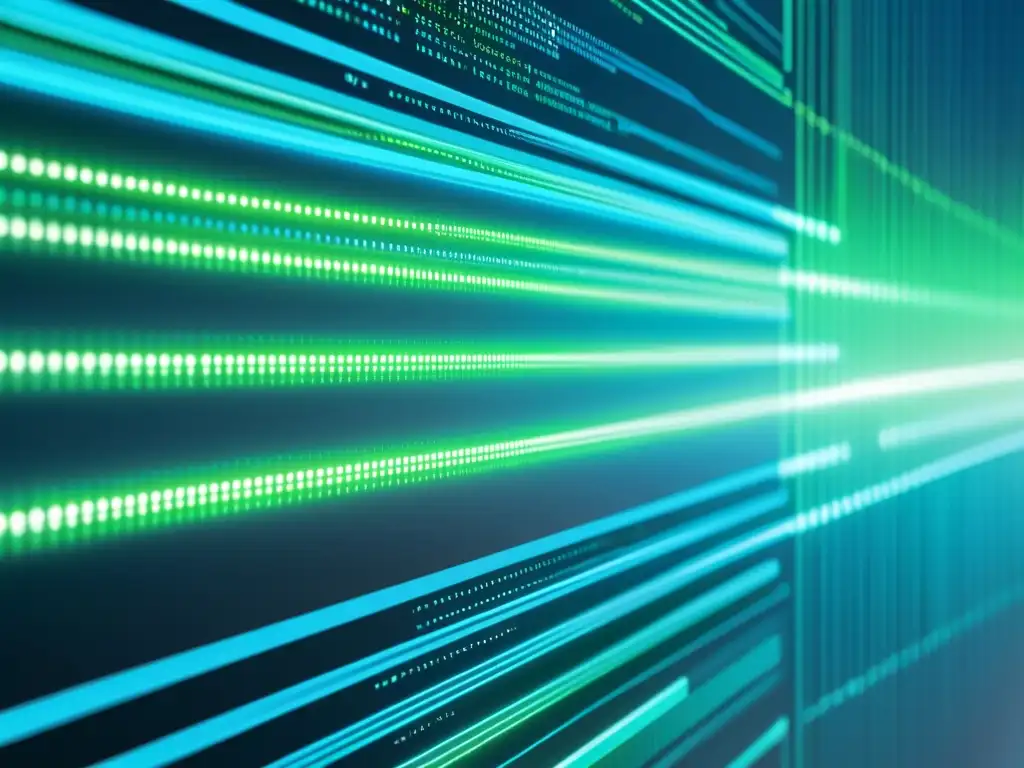 Algoritmos de IA analizando código Una pantalla de computadora muestra líneas de código con superposición de algoritmos de inteligencia artificial