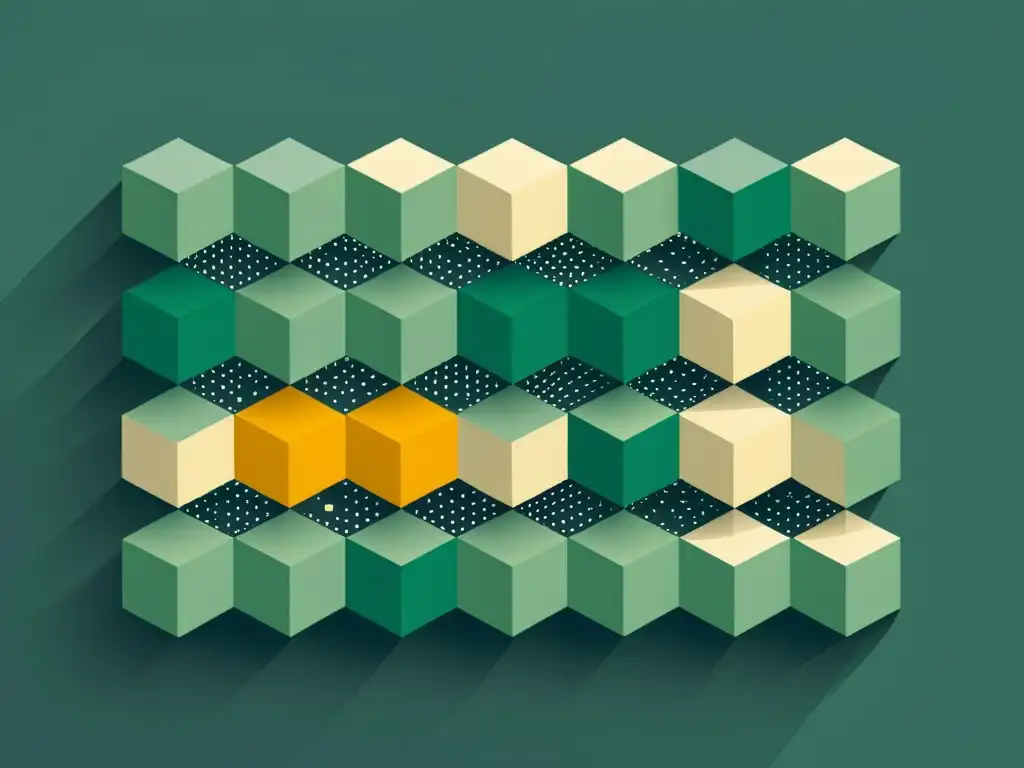 Patrones de diseño en JavaScript: Elegante estructura de código Un patrón de diseño JavaScript avanzado: una red elegante de bloques de código interconectados, simbolizando orden y estructura