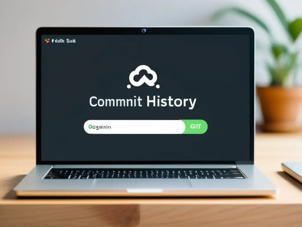 Efficient Git y GitHub en desarrollo fullstack Un portátil muestra un repositorio Git organizado, destacando la eficiencia del Control de versiones Git y GitHub