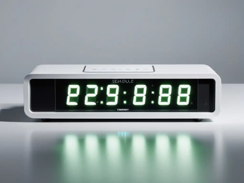 Reloj digital moderno programando tareas automáticamente en WordPress Reloj digital moderno en fondo blanco, programando tareas automáticamente en WordPress con precisión y eficiencia