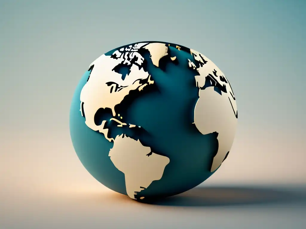 Conexiones Globales: Integración Multilingüe Una representación serena y minimalista de un globo terráqueo con líneas y nodos interconectados, simbolizando la conectividad global