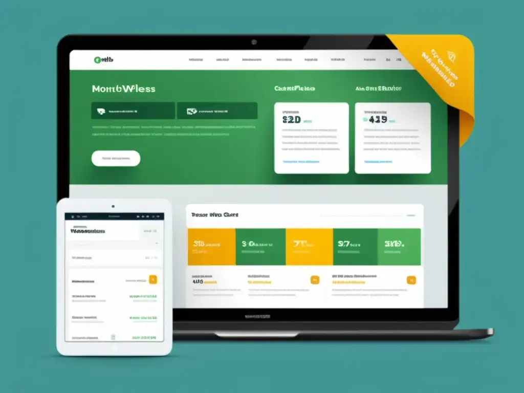 Dashboard WordPress con Estrategias de Monetización El dashboard de un sitio web de WordPress muestra estrategias de monetización en un diseño minimalista y moderno, integrado perfectamente en un headless CMS