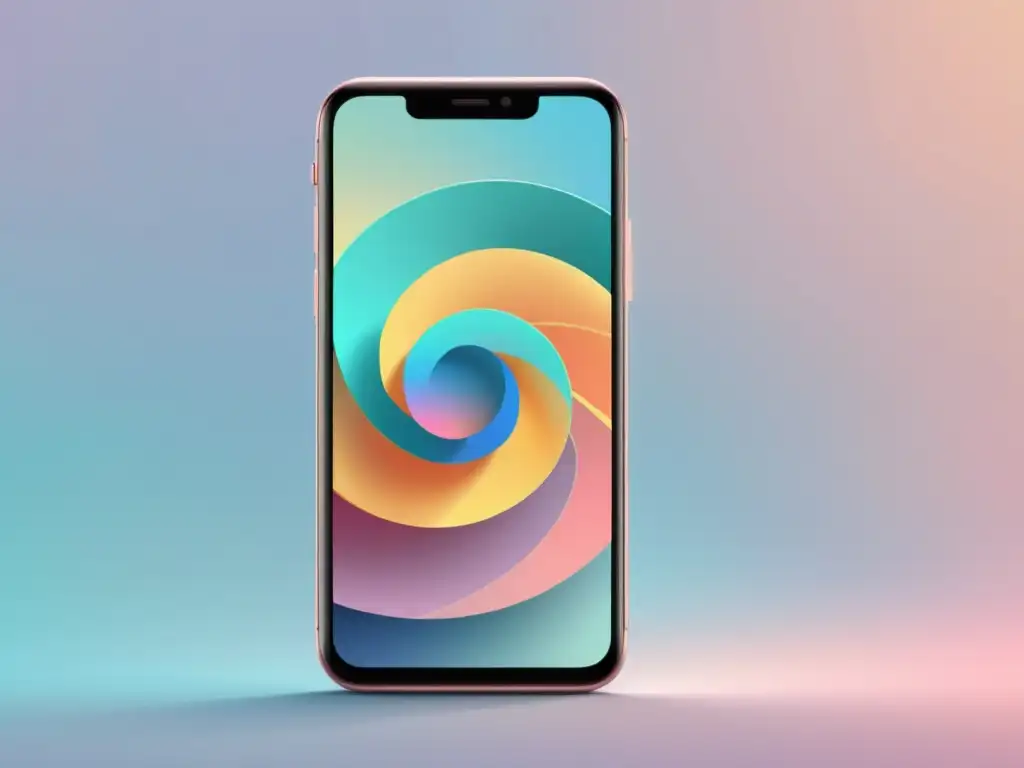 Ilustración minimalista de smartphone con logos React Native y Python en pantalla Un smartphone minimalista con los logos de React Native y Python en una atmósfera serena