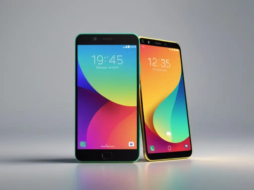 Smartphone minimalista con animación fluida Un smartphone minimalista con animación responsiva en pantalla