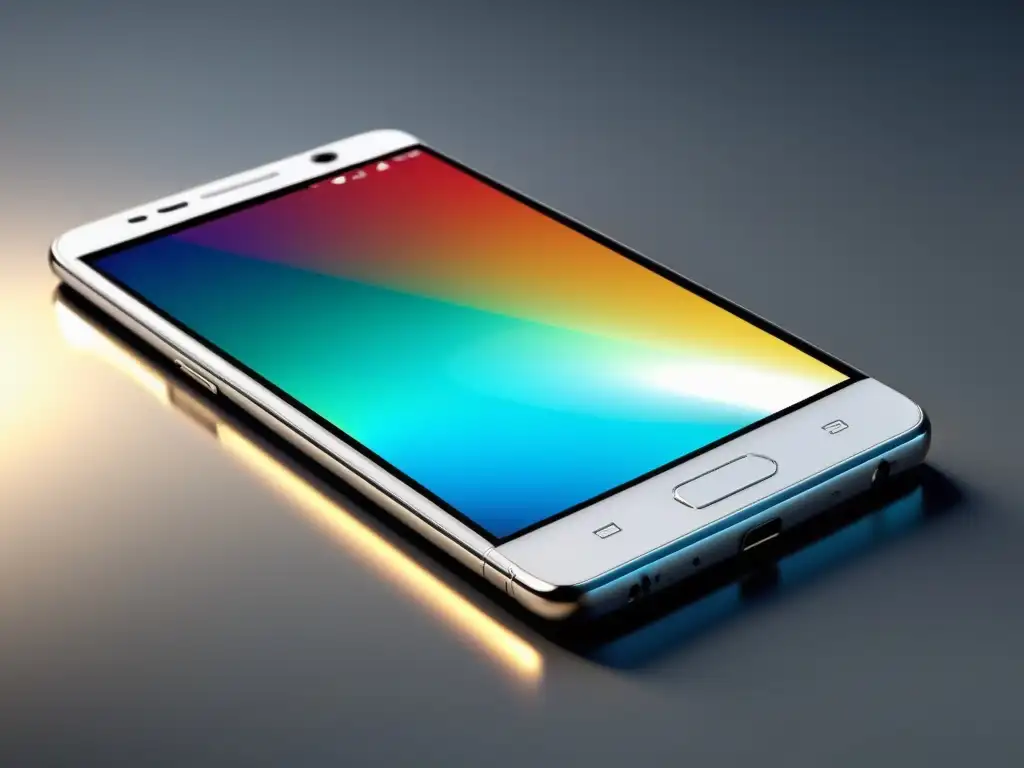 Teléfono inteligente blanco de diseño moderno y elegante Un smartphone moderno de diseño minimalista y pantalla vibrante, mostrando pruebas de usabilidad móvil avanzadas en un ambiente sofisticado y elegante