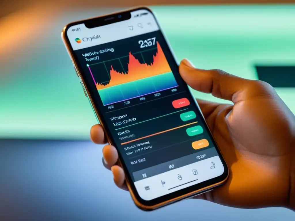 Interfaz de Pruebas de Usabilidad Móvil: Detalles Exquisitos Un smartphone moderno mostrando pruebas de usabilidad móvil avanzadas en una interfaz de vanguardia, con detalles exquisitos y una estética premium