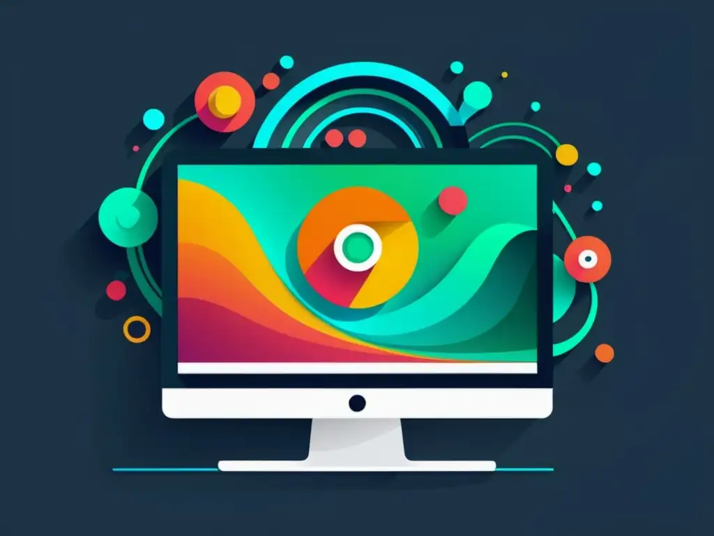 Diseño SVG: Arte y Tecnología Animación SVG con técnicas avanzadas de JavaScript, mostrando diseño geométrico y colores vibrantes