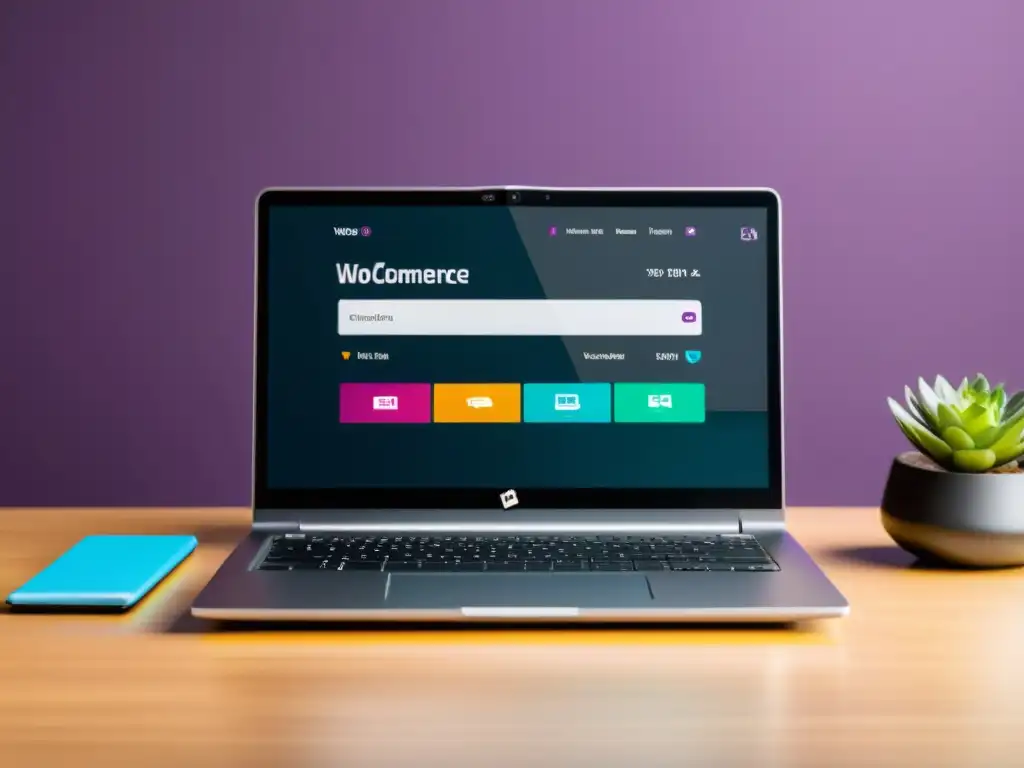 Vibrante pantalla de laptop con los mejores plugins WooCommerce 2022 en un diseño moderno y profesional