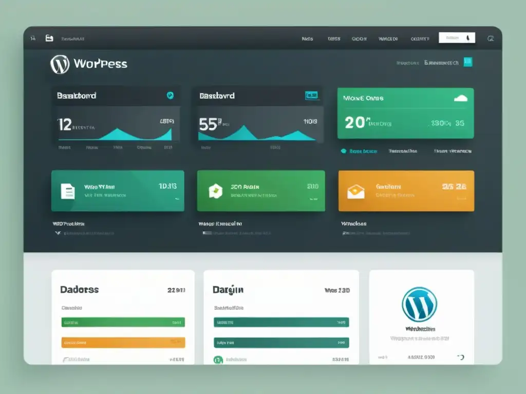 Dashboard WordPress personalizable y dinámico Vista minimalista de un moderno panel de WordPress, ideal para el Curso avanzado de Hooks y Filtros en WordPress