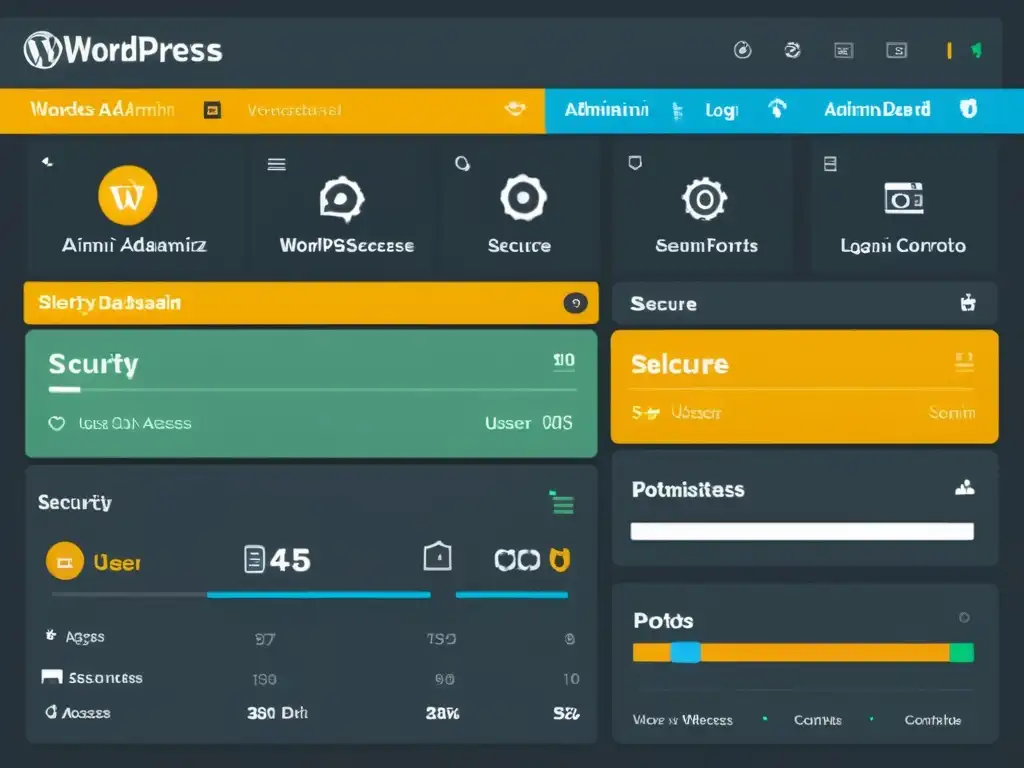 Personalización segura del panel de administración de WordPress Personalización interfaz administración WordPress: Vista minimalista y profesional del panel de control, priorizando la seguridad y la personalización